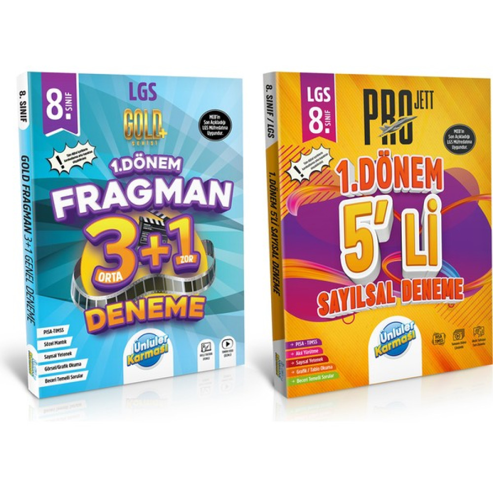 Ünlüler Karması 2023 8. Sınıf LGS Sayısal Projett 5'li Deneme ve 3+1 Fragman Deneme Seti Tüm Dersler Fiyatı