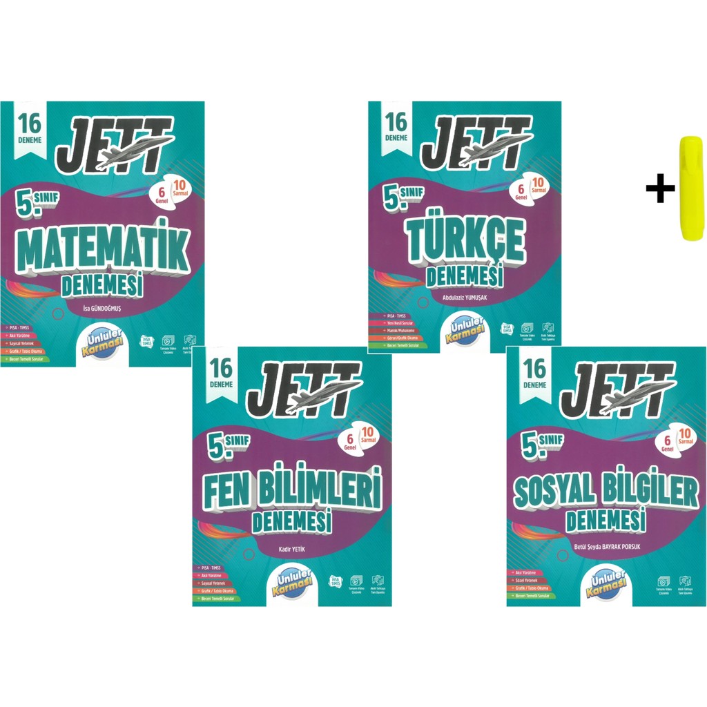 Ünlüler Karması 5. Sınıf Jett Matematik Fen Türkçe SOSYAL16 Deneme Seti Diğer Fiyatı