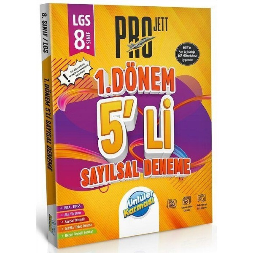 Ünlüler Karması 8. Sınıf LGS Sayısal 1. Dönem Pro Jett 5 Li Deneme Ünlüler Karması Karması Kaynak Kitapları Fiyatı