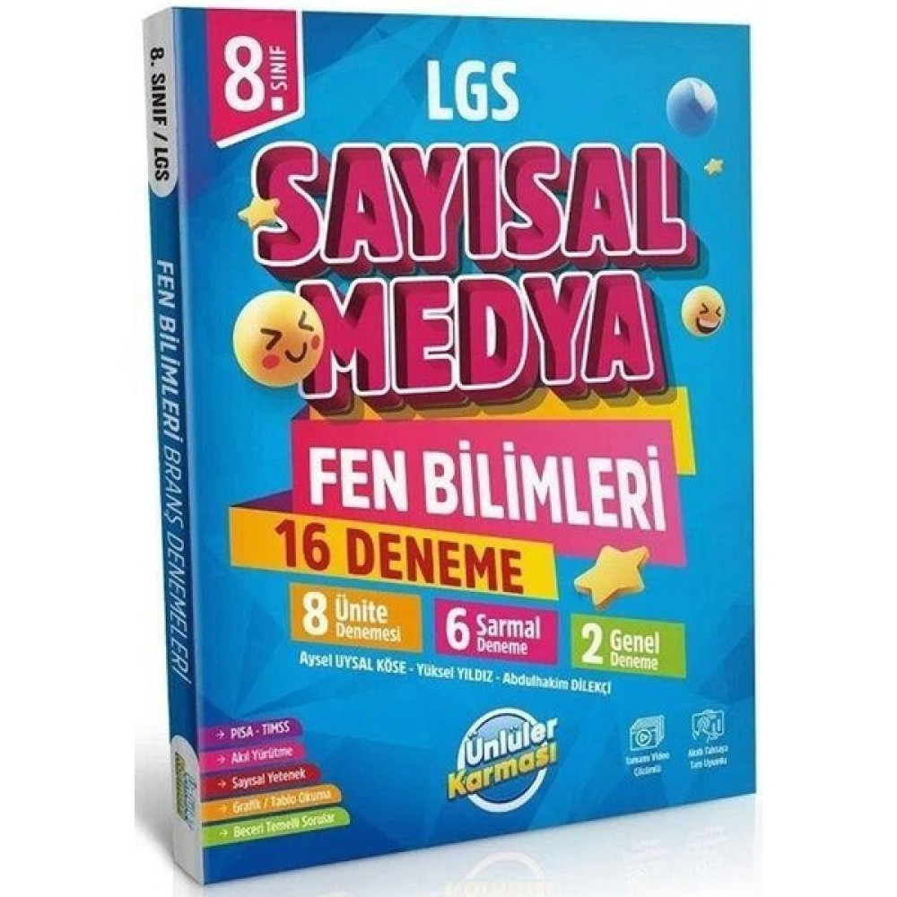 Ünlüler Karması 8. Sınıf LGS Sayısal Medya Fen Bilimleri 16 Deneme Kaynak Kitapları Fiyatı
