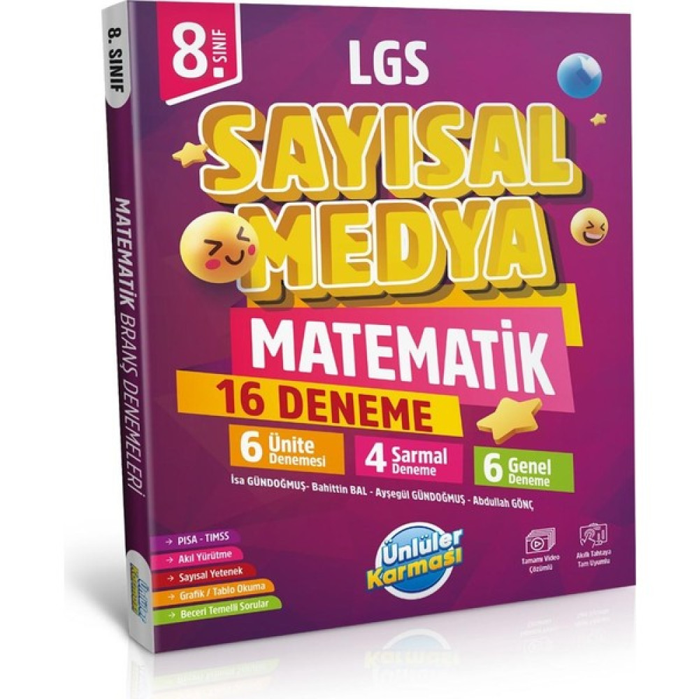 Ünlüler Karması 8. Sınıf LGS Sayısal Medya Matematik 16 Deneme Kaynak Kitapları Fiyatı