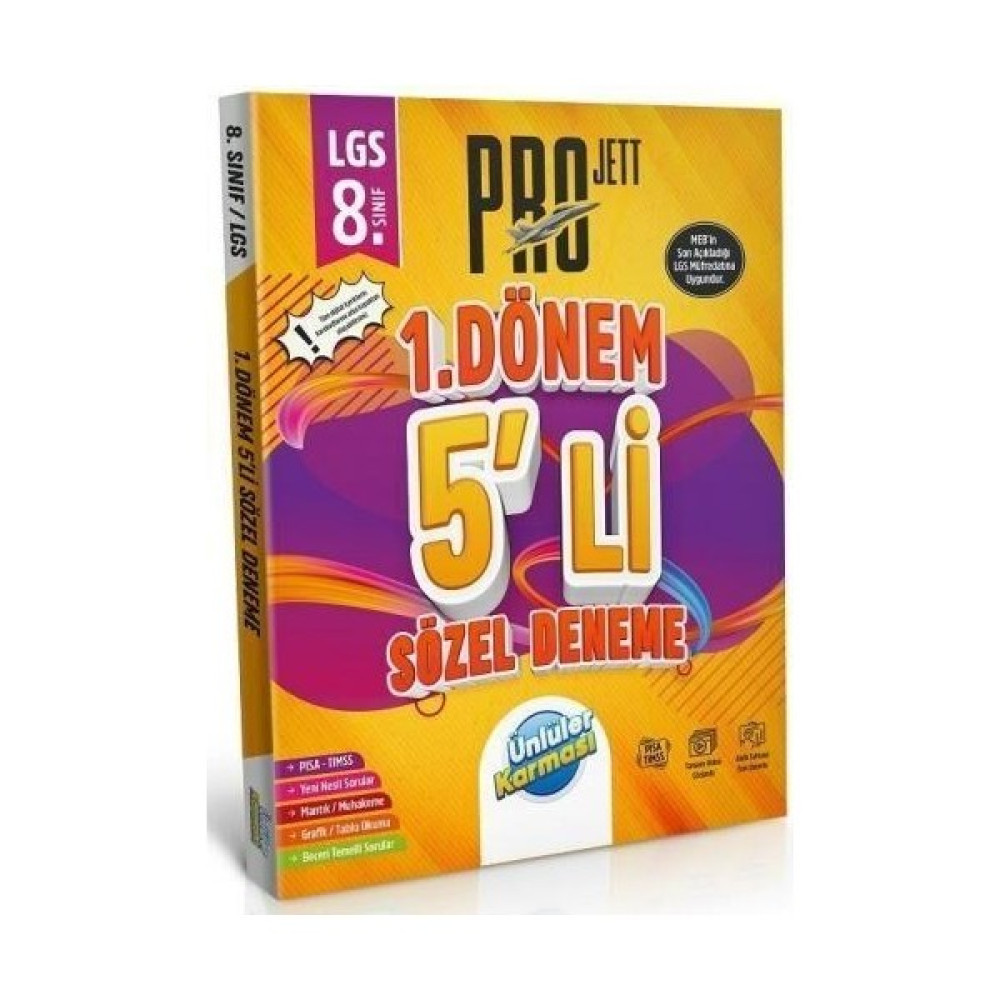 Ünlüler Karması 8. Sınıf LGS Sözel 1. Dönem Pro Jett 5 Li Deneme Kaynak Kitapları Fiyatı