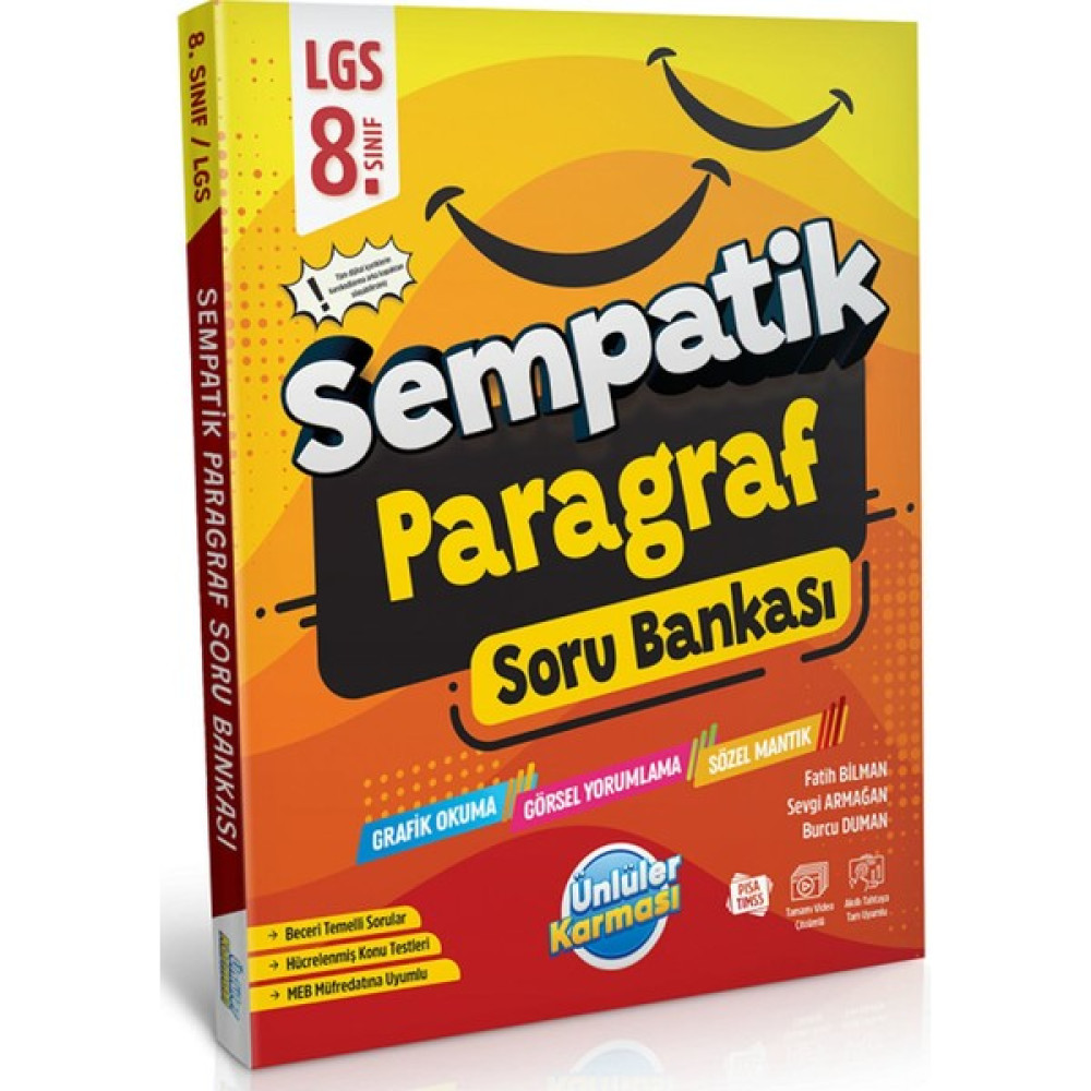 Ünlüler Yayınları Ünlüler 8. Sınıf LGS Paragraf Sempatik Soru Bankası Ünlüler Yayınları Kaynak Kitapları Fiyatı