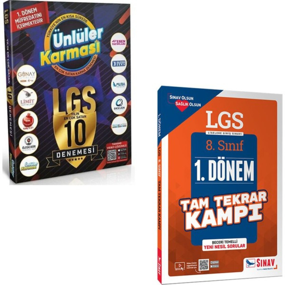 Ünlüler Yayınları Ünlüler Karması 8. Sınıf Lgs 1. Dönem 10 Deneme ve Sınav Yayınları Lgs 1. Dönem Tekrar Kampı Kaynak Kitapları Fiyatı