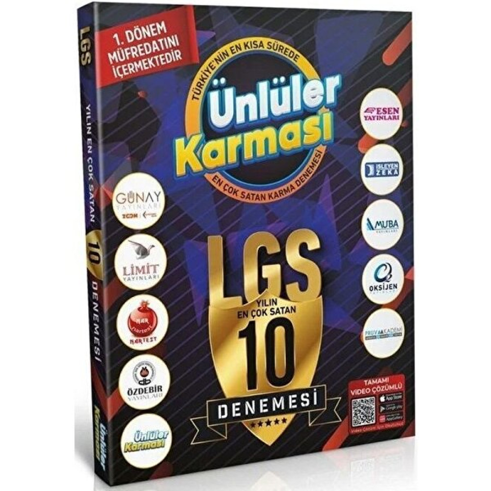 Ünlüler Yayınları Ünlüler Karması 8. Sınıf Lgs 1. Dönem Ünlüler Karması 10 Deneme Kaynak Kitapları Fiyatı