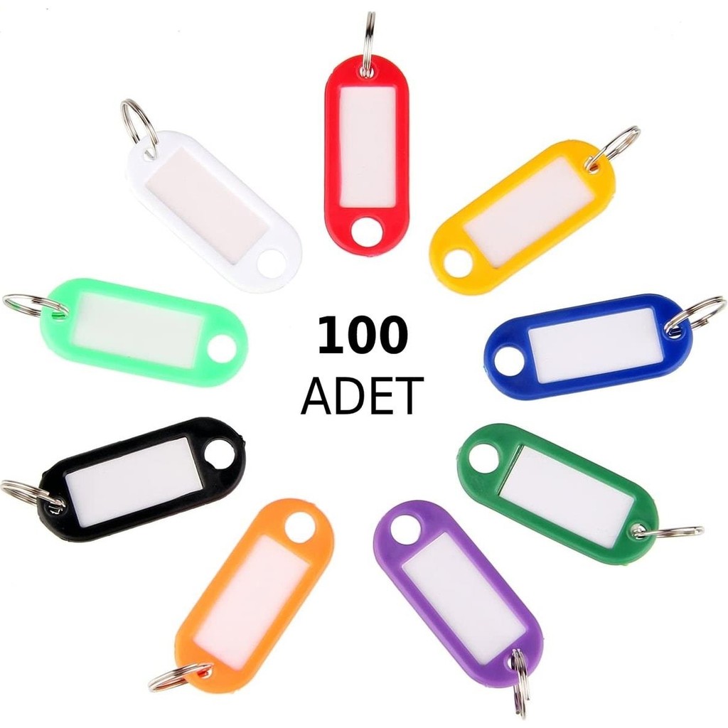 Ünsa Anahtar 100X Anahtarlık Plastik Etiket Kimlik Isimlik Isim Yazı Yazmalık Yazılabilen (Karışık Renk) - Çok Renkli Anahtarlık Fiyatı