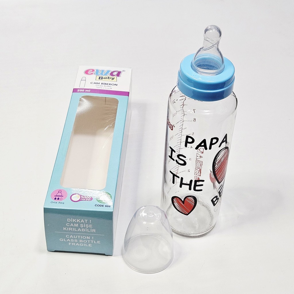 Ünsa Anahtar Cam Biberon 250ML Ewa Baby Cam Biberon - 250 ml - Mavi Biberon Fiyatı