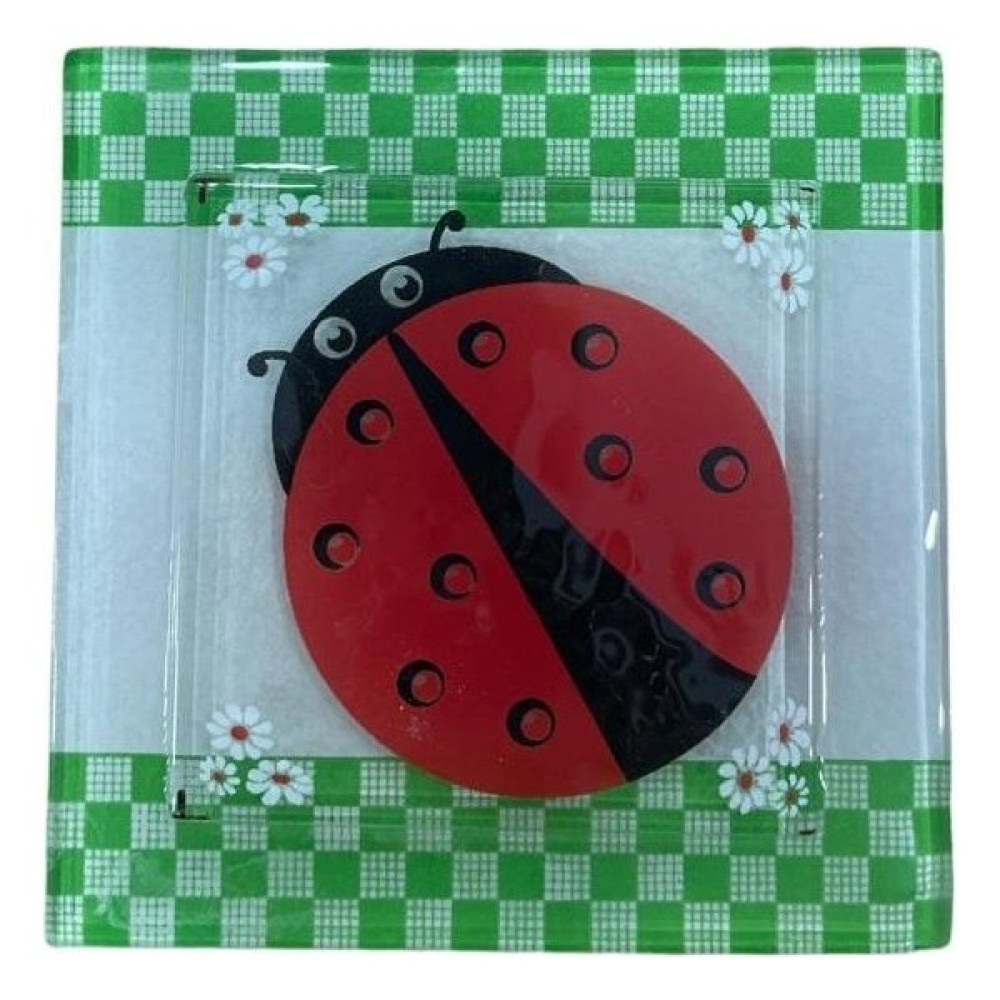 Ünsal Showroom Dekoratif Cam Gider Kapağı Uğur Böçeği Desenli 10X10CM - 10 x 10 cm Banyo Aksesuarları Fiyatı