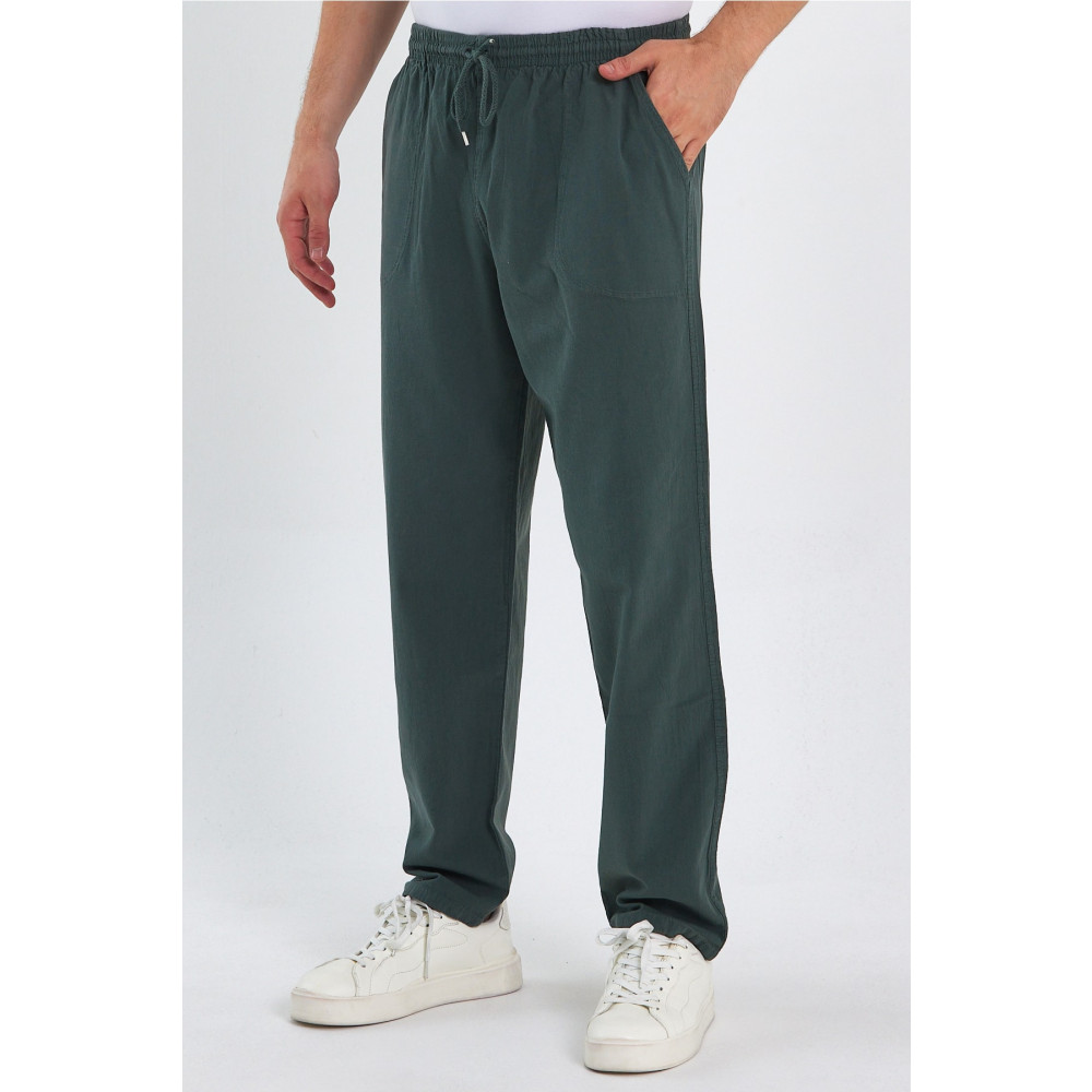 unsolved Erkek Koyu Yeşil Relaxed Keten Pantolon 2XL Beden Kadın Pantolon Fiyatı