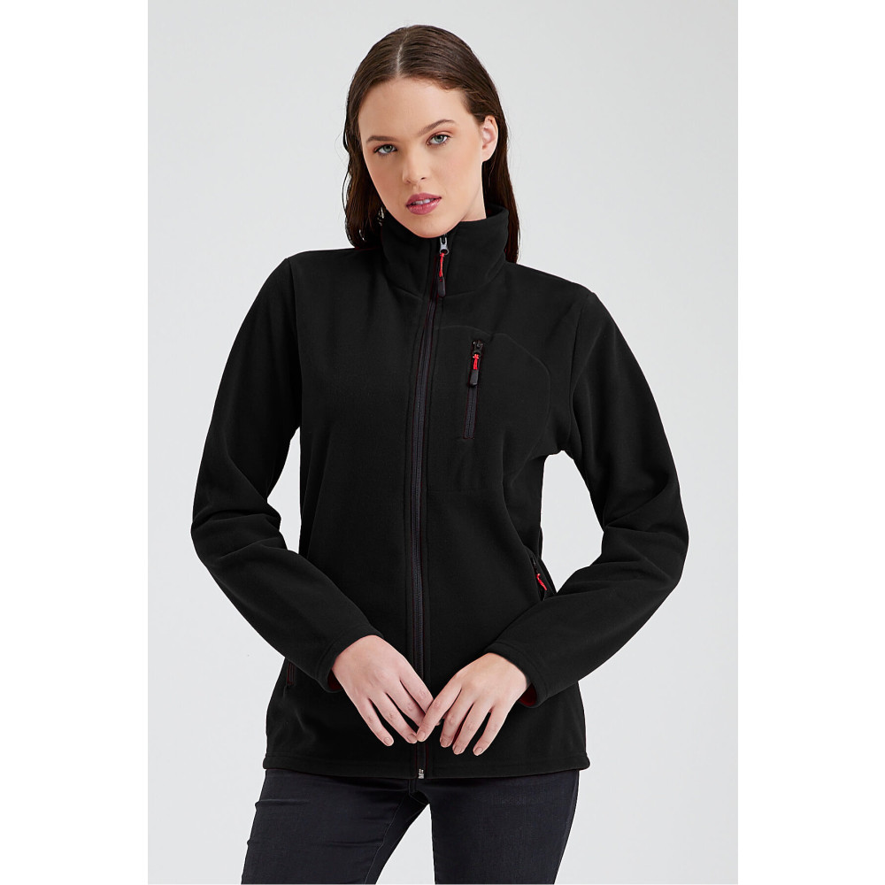 unsolved Kadın Siyah Polar Tam Fermuarlı Outdoor 3 Cepli Spor Polar Ceket M Beden Kadın Giyim Fiyatı