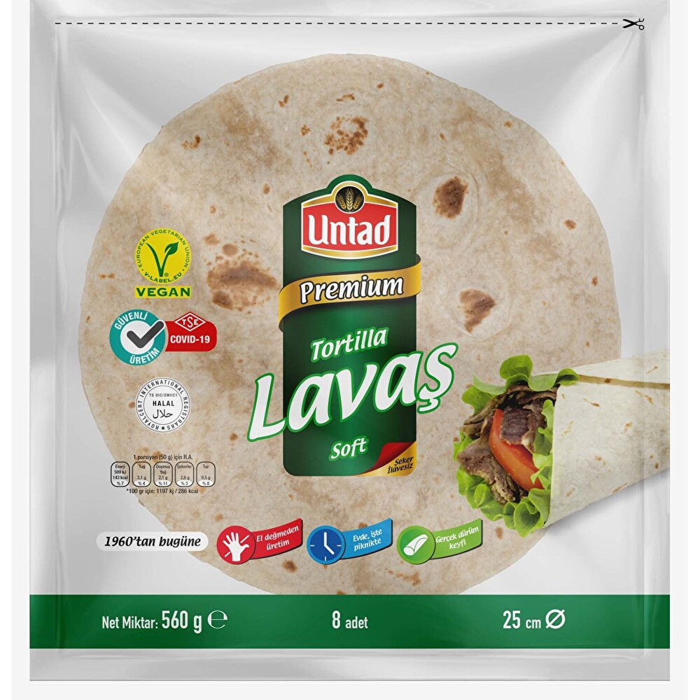 Untad Lavaş Sade 8 adet 25 cm 560 g Unlu Mamüller Fiyatı