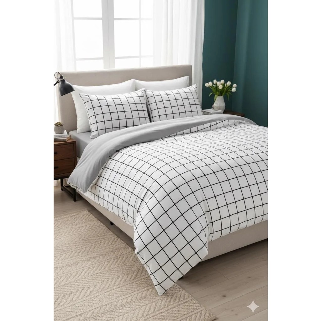 Üntaş Life Serisi Minikaro Siyah Beyaz Geometrik Desenli Çift Kişilik Nevresim Seti 200 x 220 cm - Siyah - Beyaz Nevresim Takımı Fiyatı