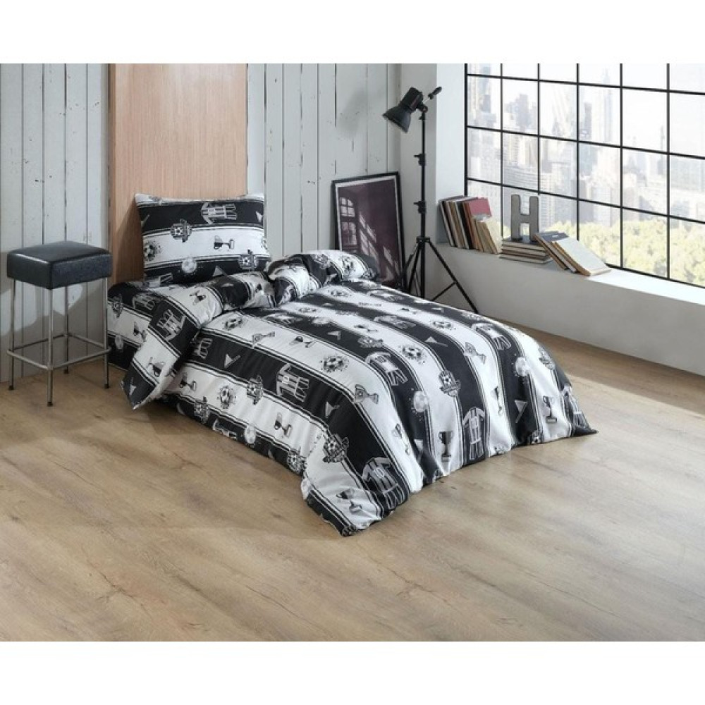 Üntaş Tekstil Üntaş Taraftar Siyah Beyaz Tek Kişilik Nevresim Seti bjktaraftartek - Renkli - 120 x 220 cm Nevresim Takımı Fiyatı