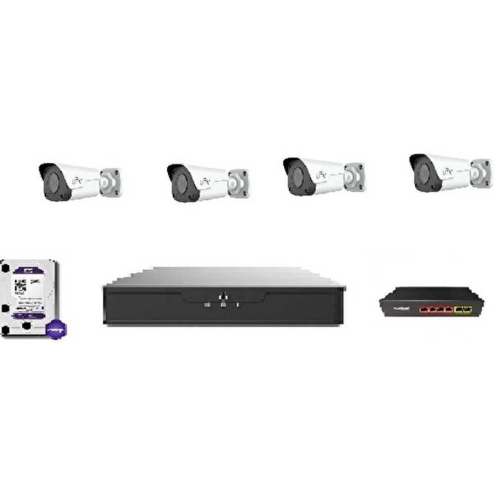 Unv 4 Mp Ip Kamera Set.kayıt Cihazı+Dış Ortamı P Kamera+Orjinal Hdd+Poe Switch Güvenlik Kameraları Fiyatı