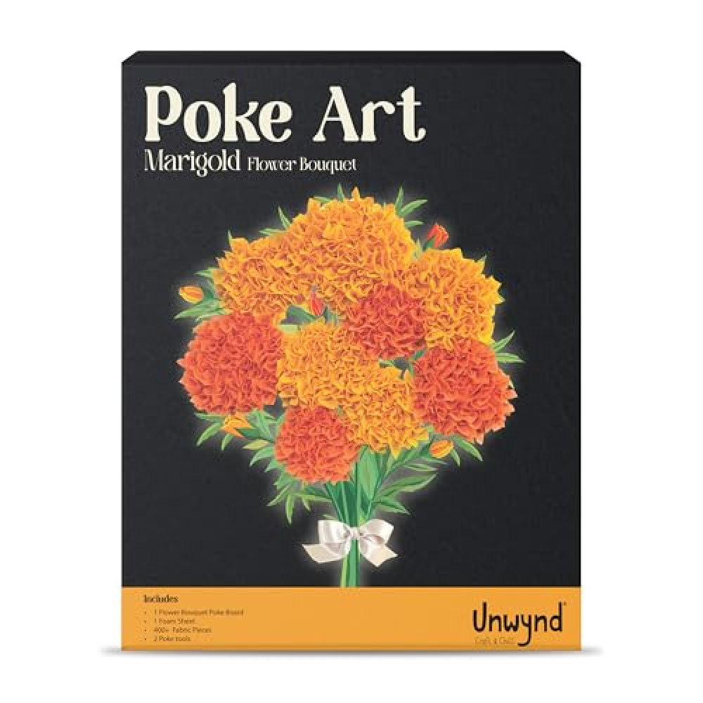 Unwynd Poke Art Marigold Flower Bouquet, Mess-Free Arts and Crafts for Adults, DIY Home Décor, Teen Craft Kits, Gifts for Women and Men
