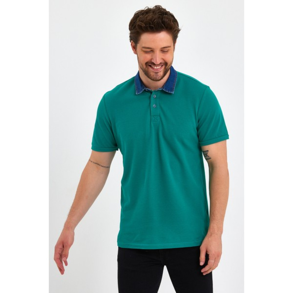 Uomo Park 2134 Kot Yaka Düğmeli , Premium Kısa Kollu T-Shirt Erkek T-shirt Fiyatı