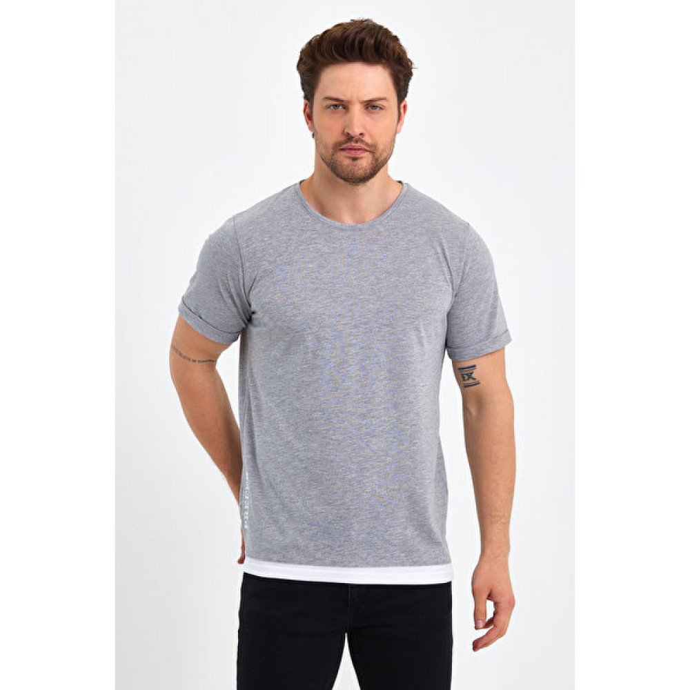 Uomo Park 2515 Yeni Sezon Sıfır Yaka Kısa Kollu Prefer Baskı Detaylı Specıal Collectıon T-Shırt Erkek T-shirt Fiyatı