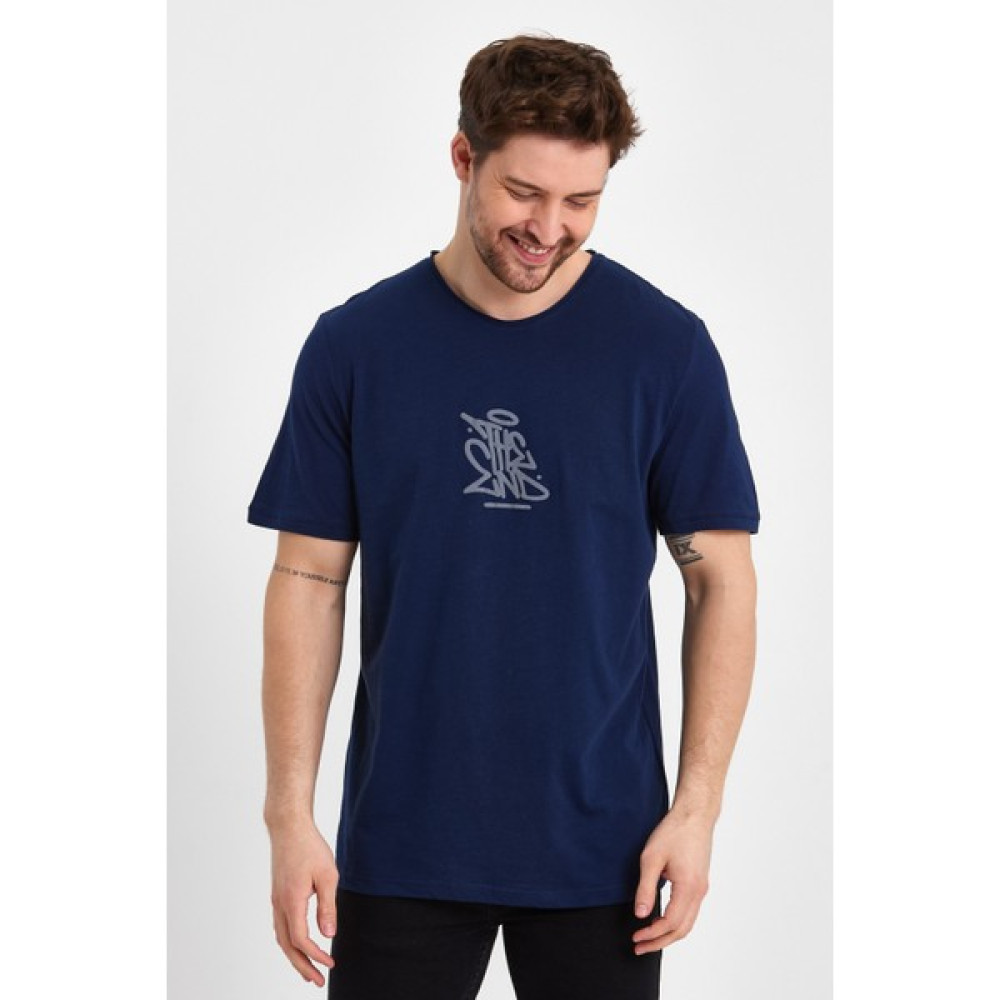Uomo Park 2617 Basic Flamlı Kumaş Ön Kabartma Baskılı T-Shirt Erkek T-shirt Fiyatı
