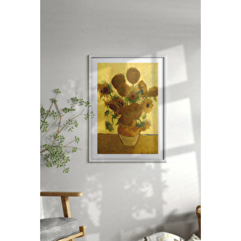UON Beyaz Renk - 50x70 Çerçeveli Tablo Çerçeveli Dekor Tablo Seti Dekoratif Tablo Van Gogh Ay Çiçeği Tablo 50x70 cm Resim & Fotoğraf Çerçevesi Fiyatı