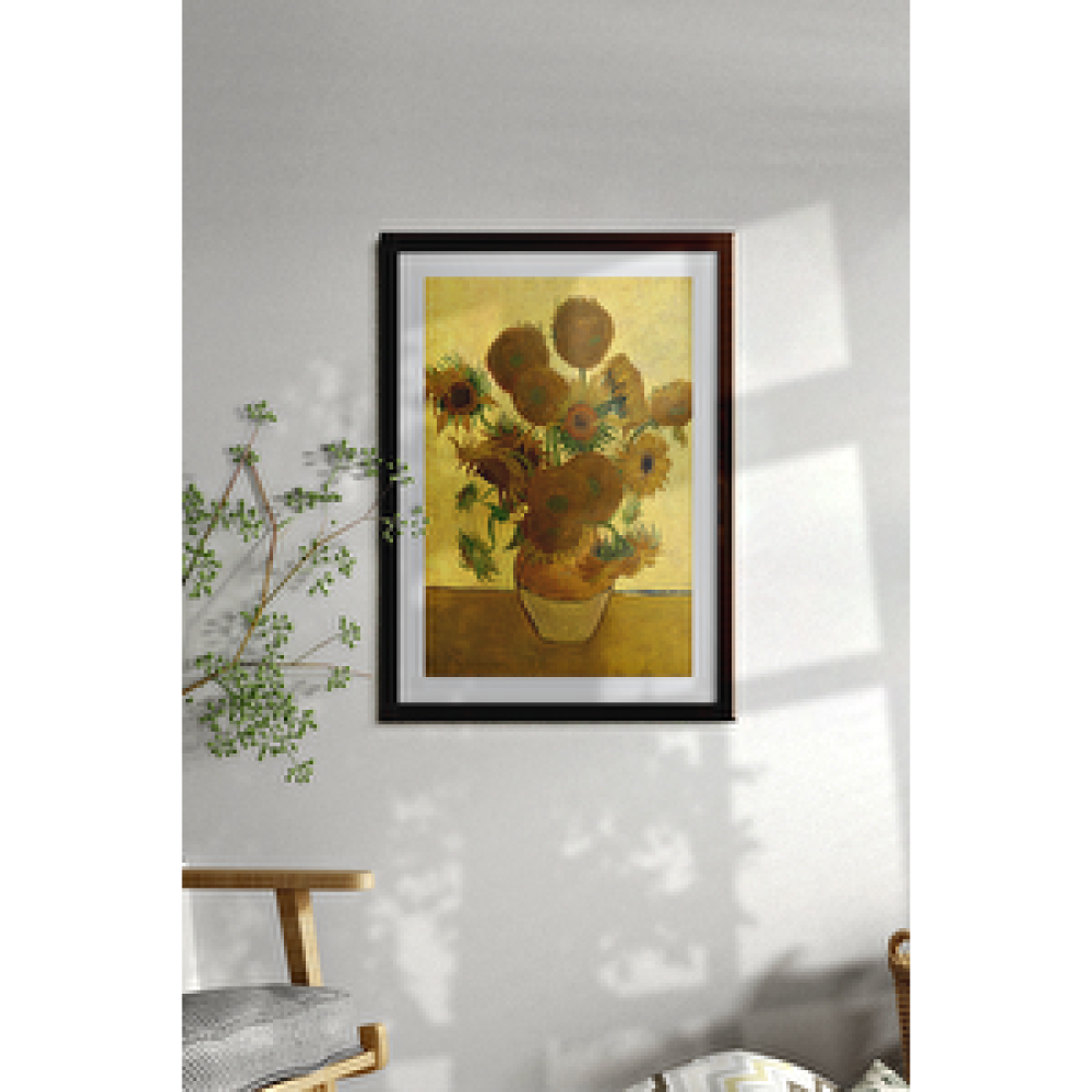 UON Ceviz Renk - 50x70 Çerçeveli Tablo Çerçeveli Ahşap Tablo Seti Dekoratif Tablo Van Gogh Ay Çiçeği Tablo 50x70 cm Resim & Fotoğraf Çerçevesi Fiyatı