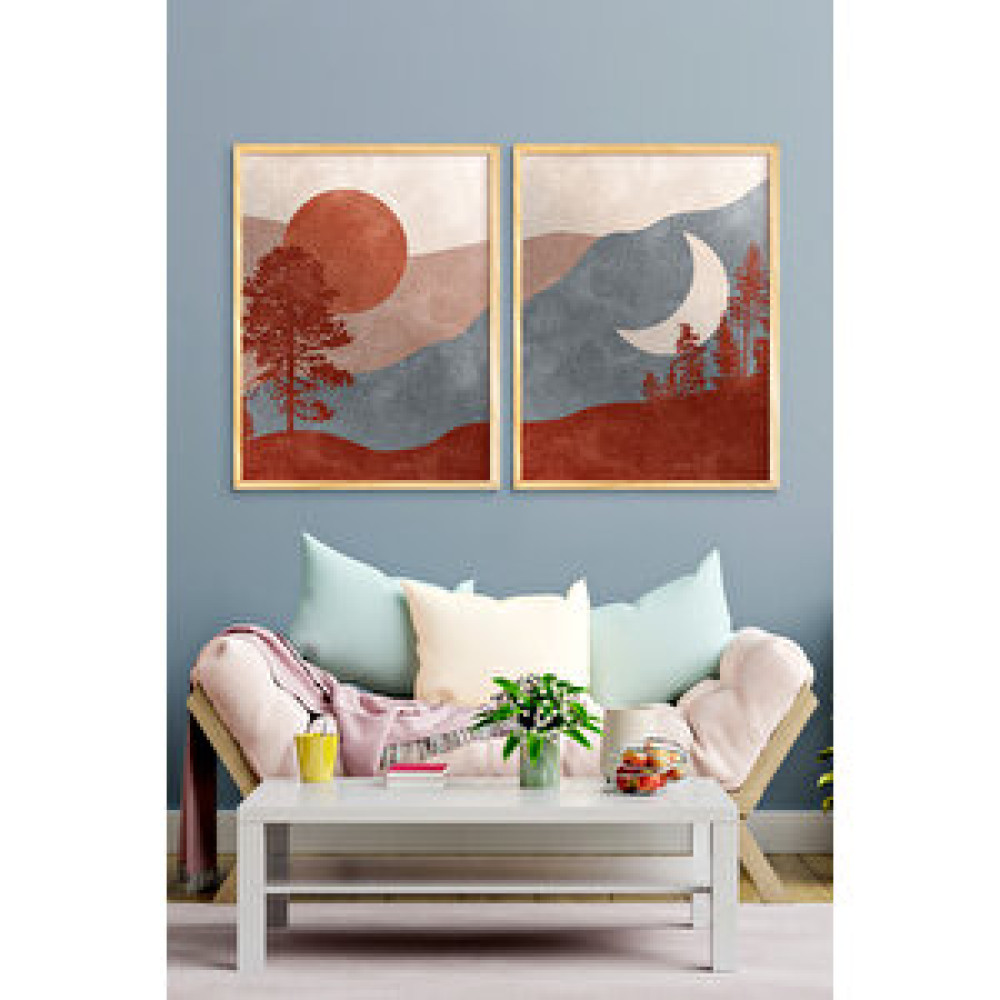 UON Doğal Ahşap - 50x70 Çerçeveli Çoklu Tablo Konsept İkili Ahşap Çerçeve 50x70 cm Resim & Fotoğraf Çerçevesi Fiyatı