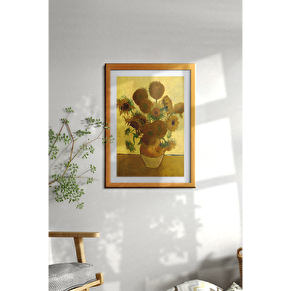 UON Natürel Renk - 33x48 Çerçeveli Tablo Çerçeveli Dekor Tablo Seti Dekoratif Tablo Van Gogh Ay Çiçeği Tablo 30x49 cm Resim & Fotoğraf Çerçevesi Fiyatı