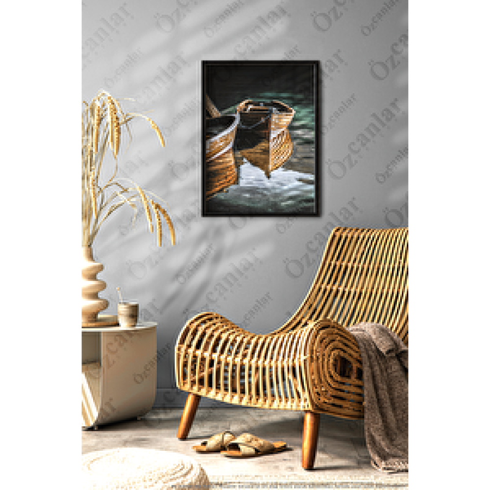 UON Siyah Renk - 50x60 Çerçeveli Tablo Resim Çerçevesi Dekoratif Çerçeve Fotoğraf Çerçevesi Kayık Doğa Manzara 50x60 cm Resim & Fotoğraf Çerçevesi Fiyatı