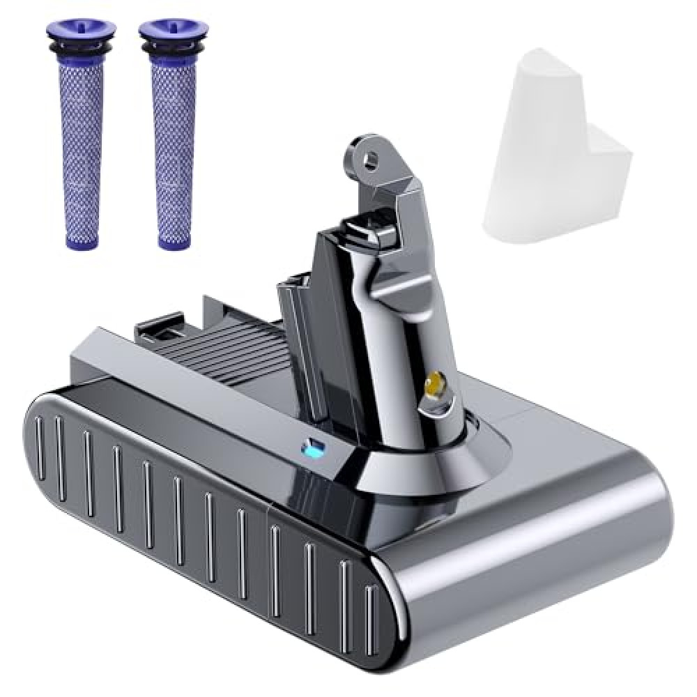 Upgraded 7000mAh V6 SV04 vtc4 Battery 967810 Replacement Battery for Dyson V6 Slim SV03 SV04 SV05 SV06 SV07 SV09 vtc4 DC58 DC59 DC61 DC62 DC72 DC74 V6 Handheld Stick Vacuum 【Bonus 2PKS Filters】