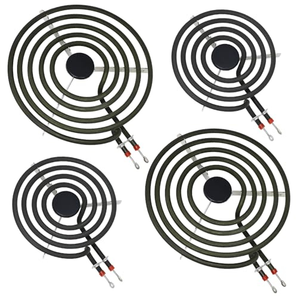 Upgraded MP22YA Electric Range Burner Element 4 Pack Unit Set by Romalon 2 pcs MP15YA 6" and 2 pcs MP21YA 8" Stove Burners Replacement for Hard-wick Ken-more Ma-tag Whirl-pool Electric Range Stove