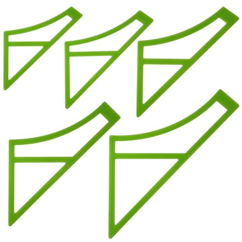UPTTHOW 5Pcs Plastic Reversible Tie On Curved Dog Bandana Cutting Templates Set for Snap On Dog/Cat/Pet Neck Clothing, DIY Craft Ruler for Sewing Quilting Scarf for Small/Medium/Large Pets, Green