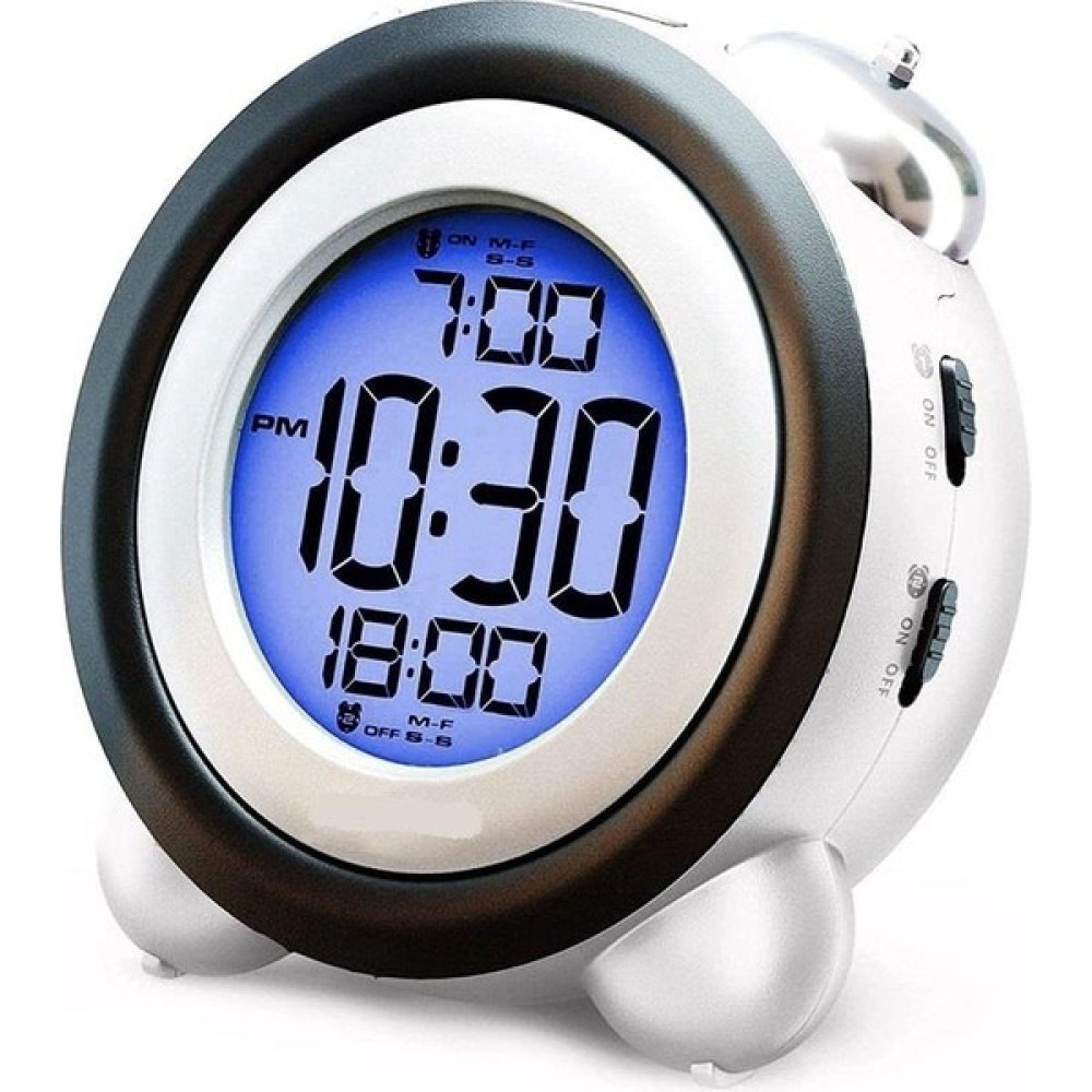Upway LED Işıklı Yüksek Zil Sesli Dijital Masa Saati Zaman Tarih Çift Alarm - Beyaz - Siyah - 11,5 x 7 cm Masa Saati Fiyatı