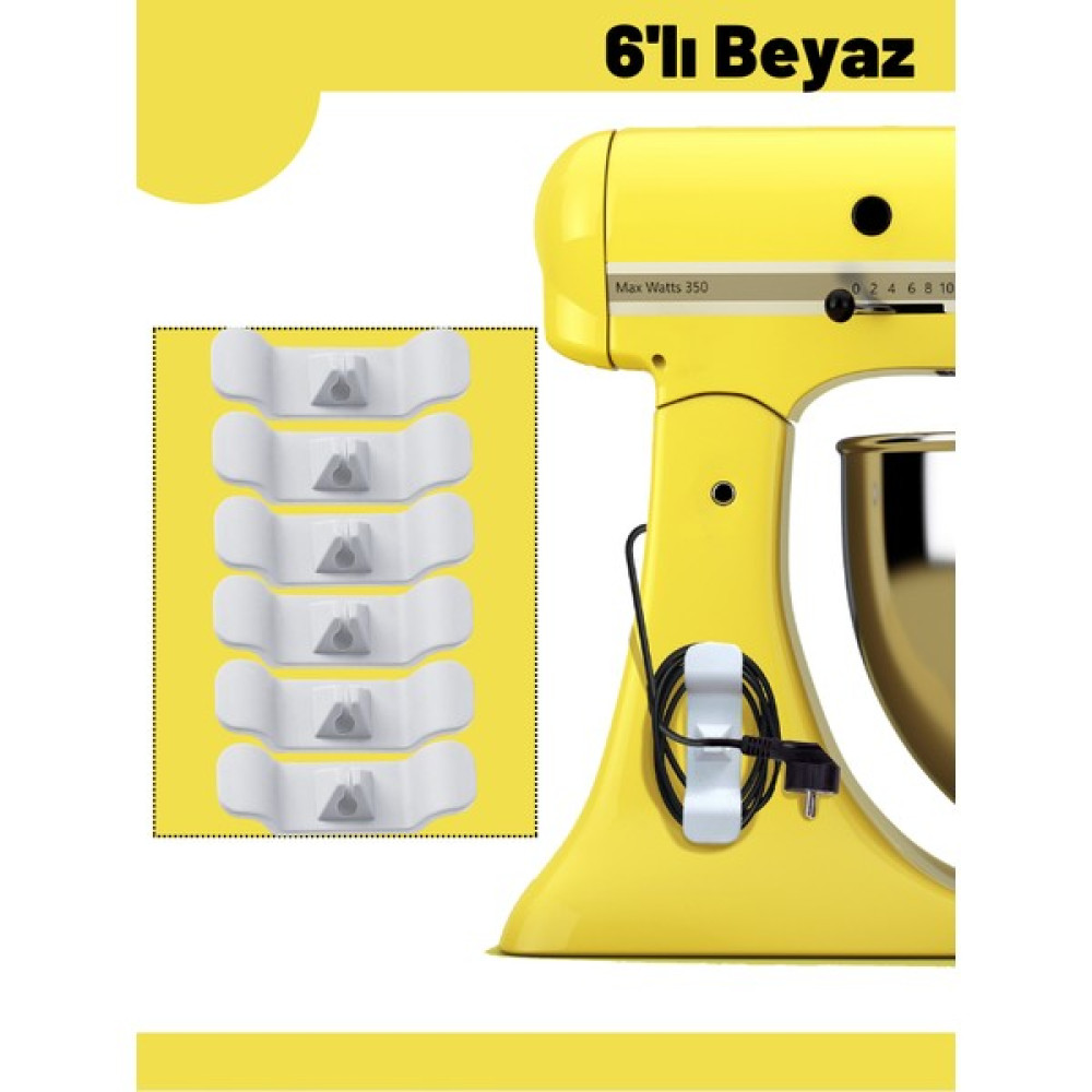 Uqmo - 6'lı Beyaz Kablo Düzenleyici Kablo Tutucu Kablo Organizer Kablo Organizatör Kablo Sabitleyici Elektrik ve Aydınlatma Fiyatı