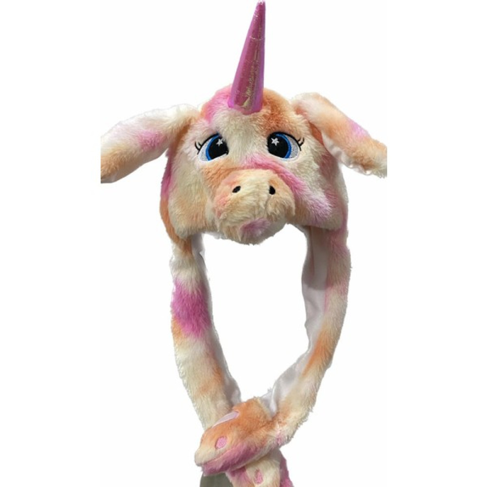 Uras Desing 3 Modlu Renkli LED Işıklı Pembe Unicorn Peluş Kulakları Hareketli Sevimli Çocuk bere şapka Bebek Şapkası Fiyatı