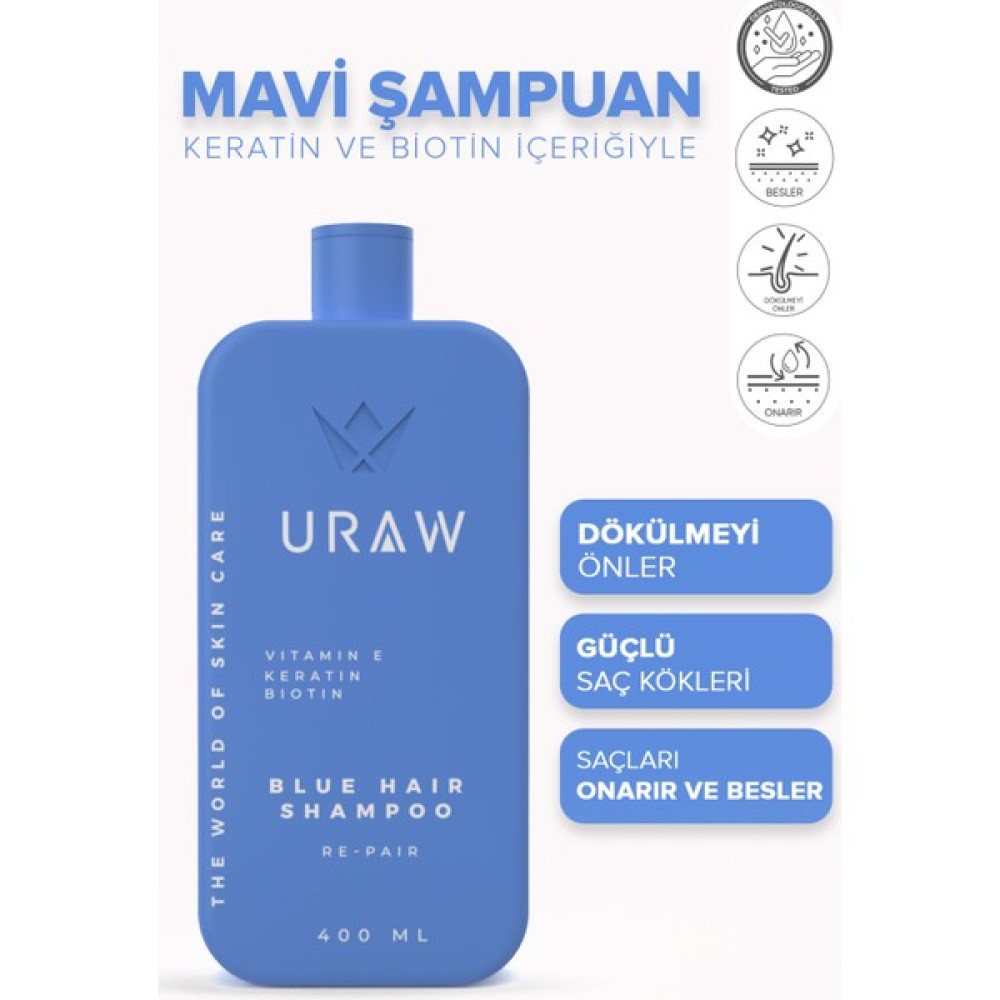 Uraw Blue Shampoo ( Yeni Şaç Oluşumu Ve Güçlü Kökler Için Özel Geliştirilmiş Şampuan)(400 Ml) Oto Boyaları Fiyatı