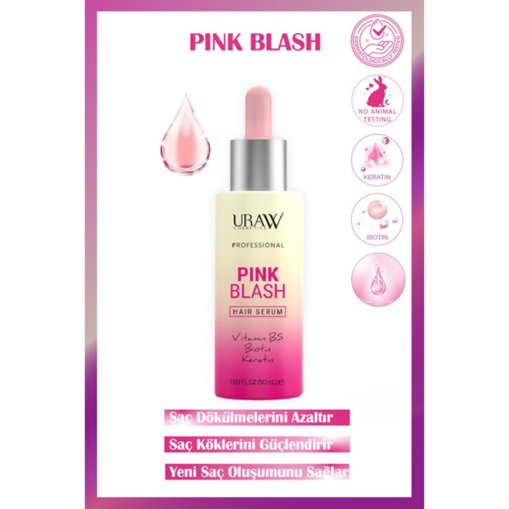 Uraw Pink Blash Dökülen ve Yıpranmış Saçlara Özel Serum Saç Bakım Maskeleri & Serumlar & Spreyler Fiyatı