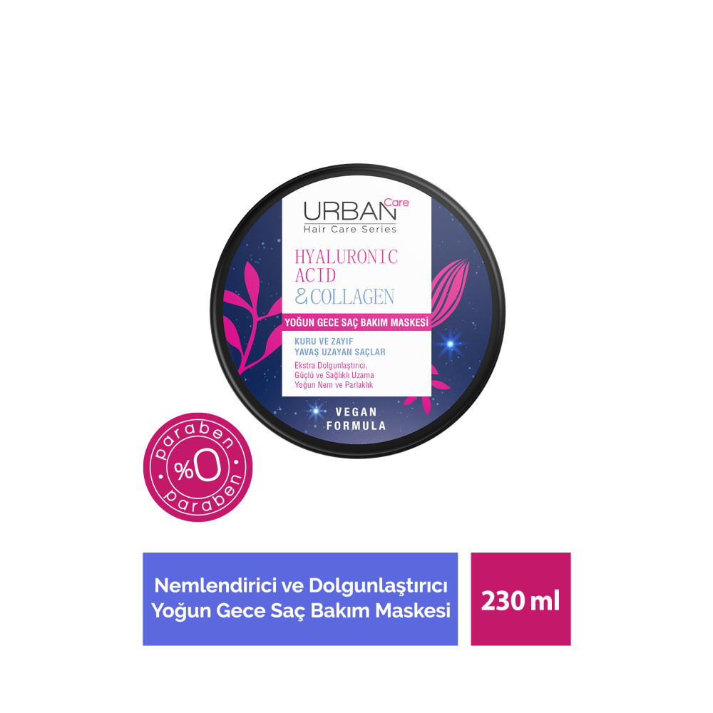 Urban Care Hyaluronik Asit & Kolajen Kuru Ve Cansız Saçlara Özel Yoğun Gece Saç Bakım Maskesi 230 Ml-vegan Saç Bakım Maskeleri & Serumlar & Spreyler Fiyatı
