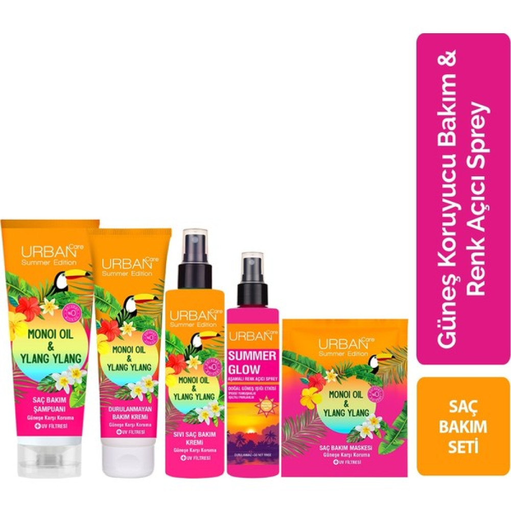 Urban Care Summer-Monoi Yağı&ylang Ylang Güneş Koruyucu Bakım Seti+Renk Açıcı Sprey-Vegan-Uv Koruma Saç Bakım Maskeleri & Serumlar & Spreyler Fiyatı