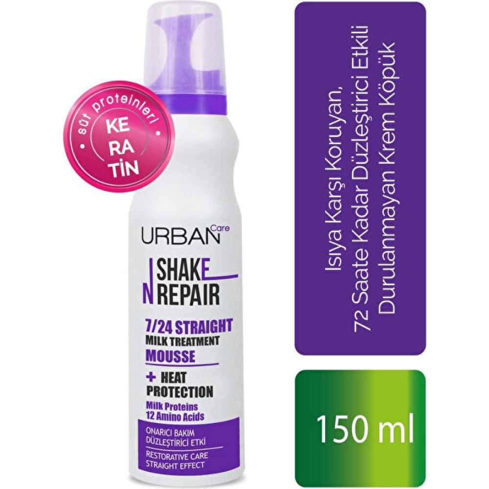 Urban Care Urban Shake N Repair 7/24 Straight Milk Treatment Mousse 7/24 Düzleştirici Etkili Bakım Köpüğü 150ML Saç Şekillendirici Köpük Fiyatı