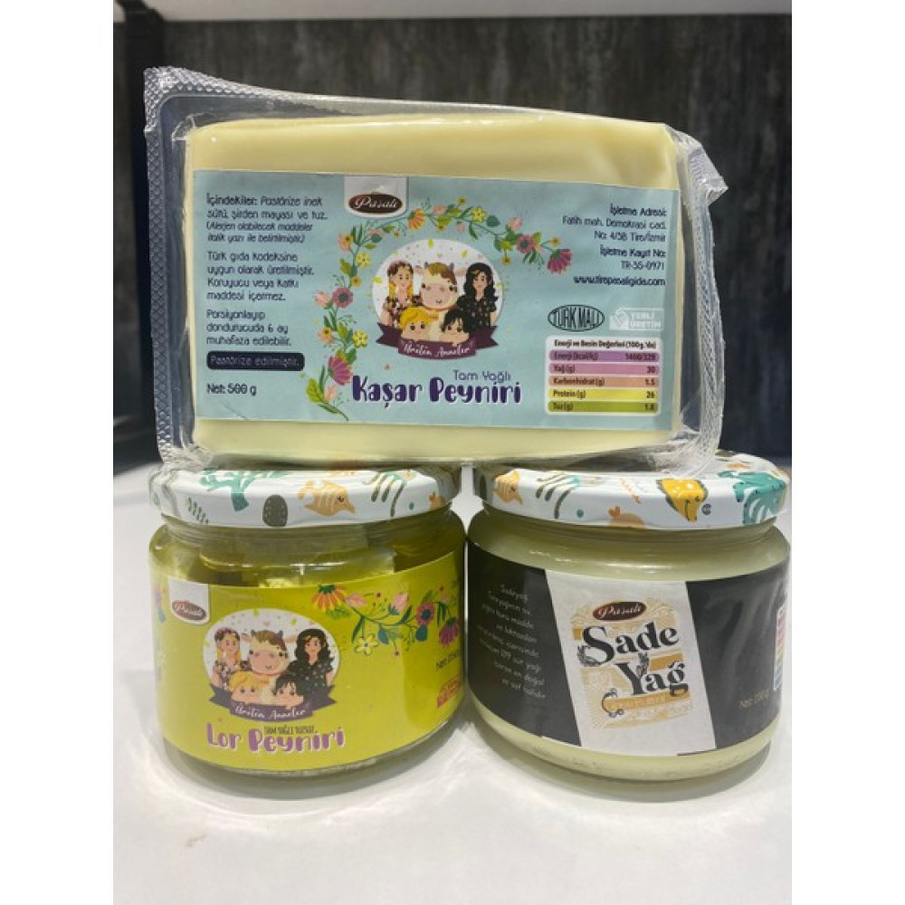 Üreten Anneler 3'lü Paket (Kaşar Peyniri 500 gr + Sade Yağ 250 gr + Zeytinyağlı Bebek Loru 250 gr) - 1 kg Diğer Fiyatı
