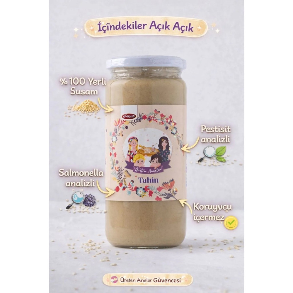 Üreten Anneler Tek Kavrulmuş Tahin 500 ML Pestisit ve Salmonella Analizli Tahin Pekmez ve Helva Fiyatı