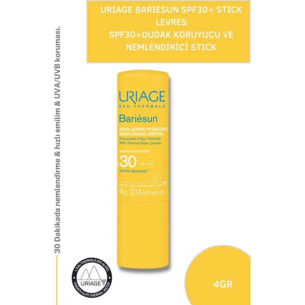 Urıage Bariesun Spf 30 + Stick Levres 4 G Dudak Koruyucu Ve Nemlendirici Stick Yüksek UVB-UVA koruması içeren SPF 30 dudak stick Güneş Kremleri ve Losyonları Fiyatı