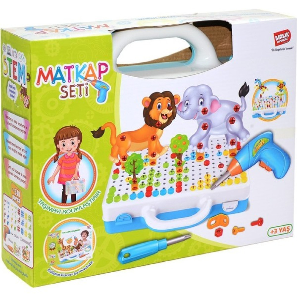 URT014-001 Birlik, 3D Eğitici Matkap Seti Hayvanlar - Renkli Eğitici Oyuncak Fiyatı
