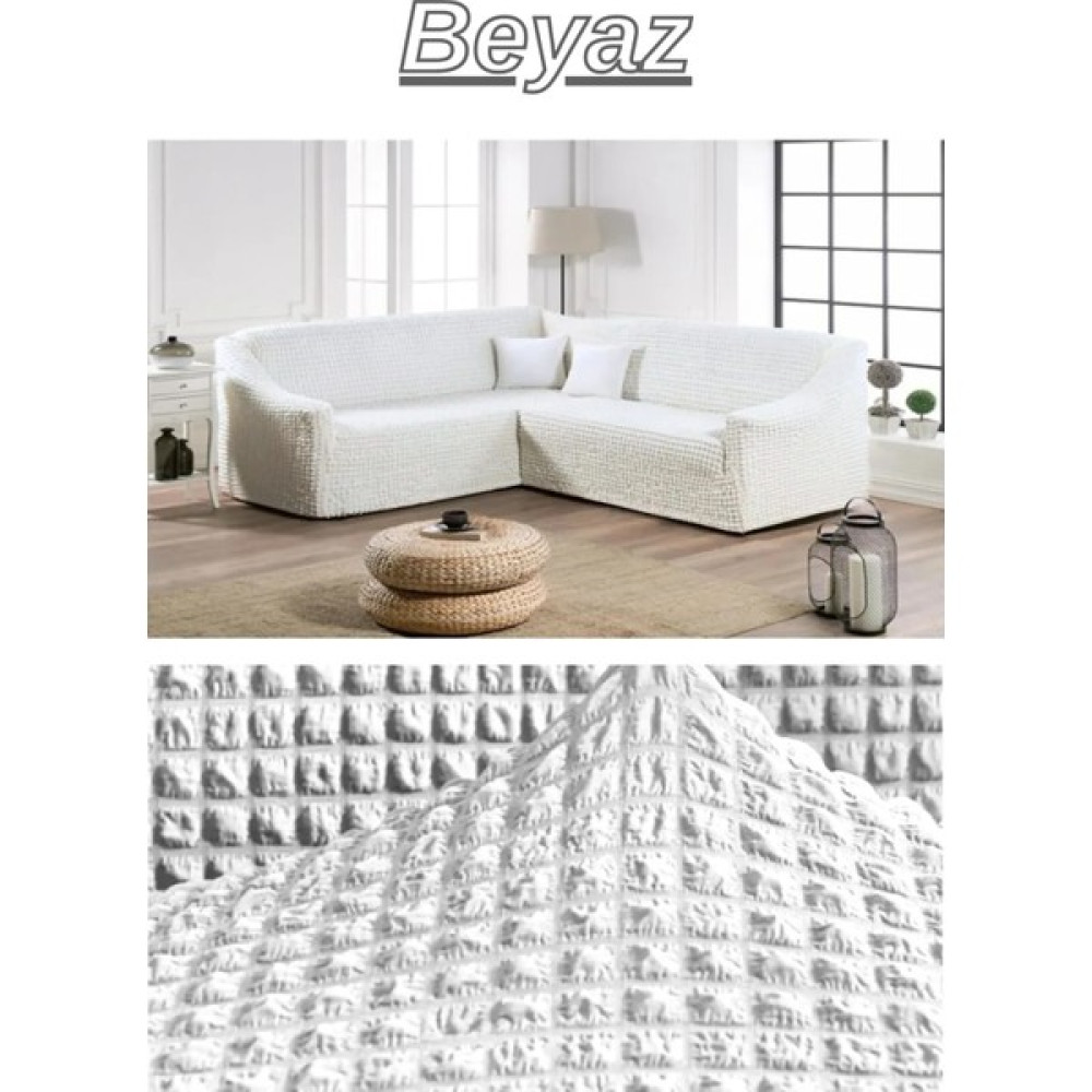 Urumçi Bürümcük Eteksiz L Köşe Koltuk Örtüsü. Esnek, Yıkanabilir L Koltuk Kılıfı. Maks. Uzunluk 350CM - 300 x 350 cm - Beyaz Koltuk & Kanepe Örtüsü Fiyatı