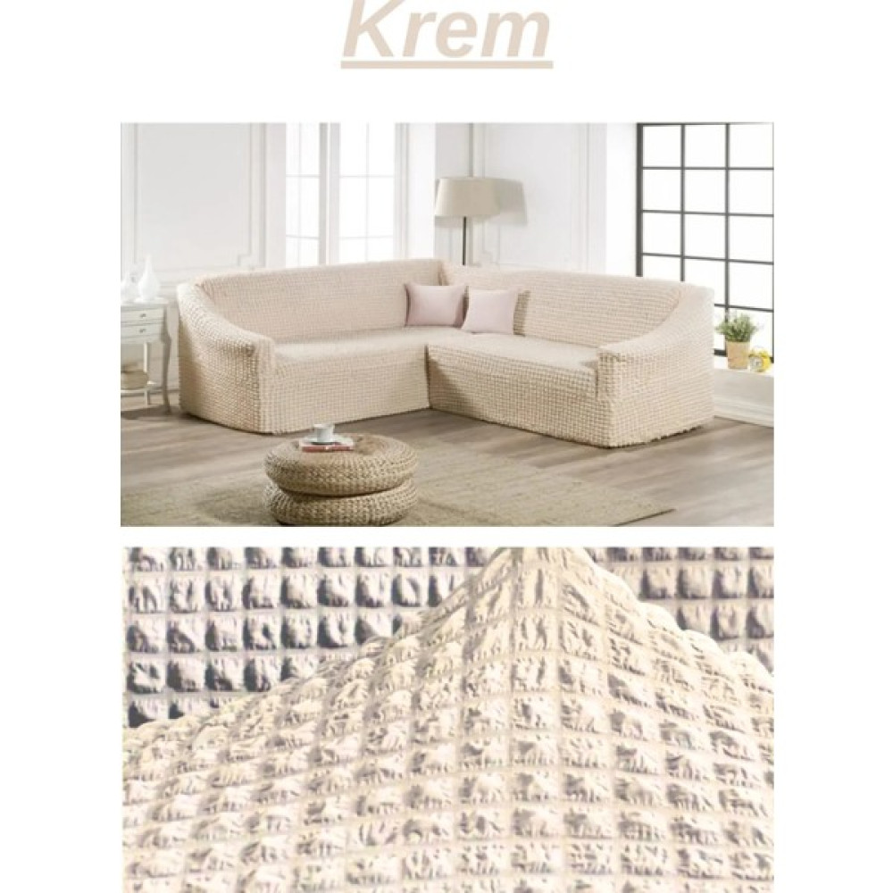 Urumçi Bürümcük Eteksiz L Köşe Koltuk Örtüsü. Esnek, Yıkanabilir L Koltuk Kılıfı. Maks. Uzunluk 350CM - 300 x 350 cm - Krem Koltuk & Kanepe Örtüsü Fiyatı