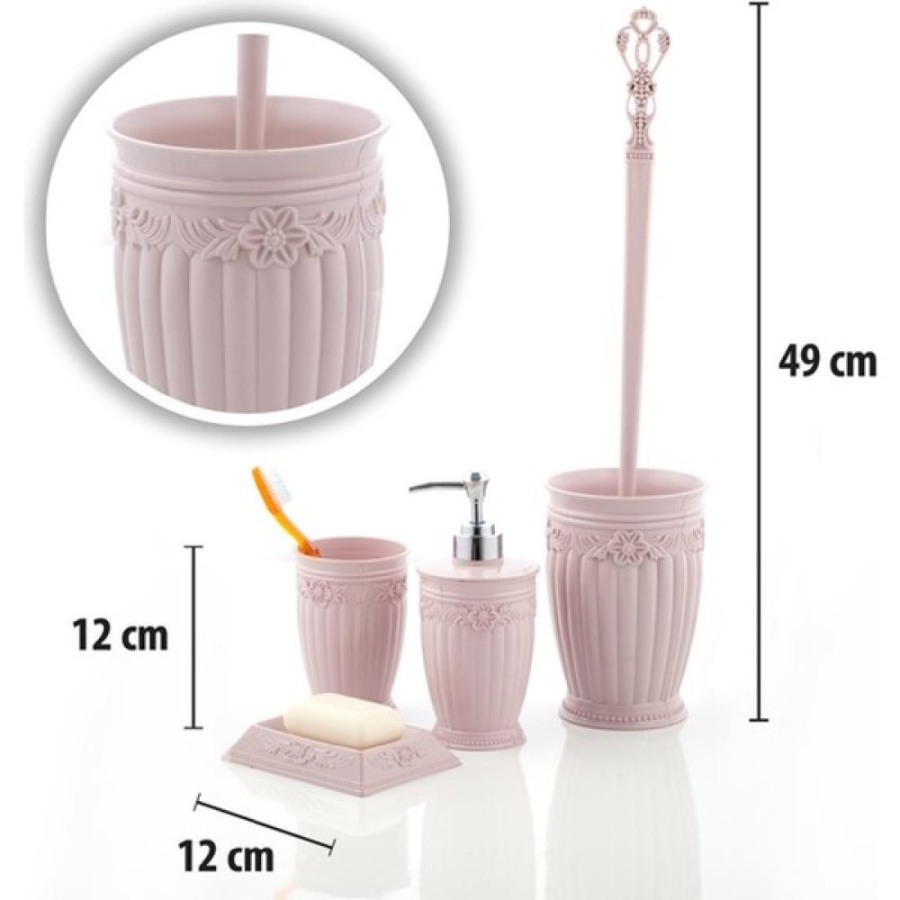 Urve House By House 5 Parça Elite Banyo Klozet Seti UR-3200 Gkh Gül Pembe Klozet Fırçası Fiyatı