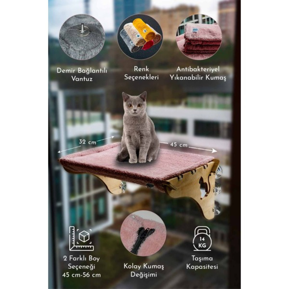 URZ Cama Asılan Yapışan Vantuzlu Kedi Yatağı Yıkanabilir 5 Renk 2 Boy Battaniye Seçenekli - 60 x 30 cm - Pudra Evcil Hayvan Ürünleri Fiyatı