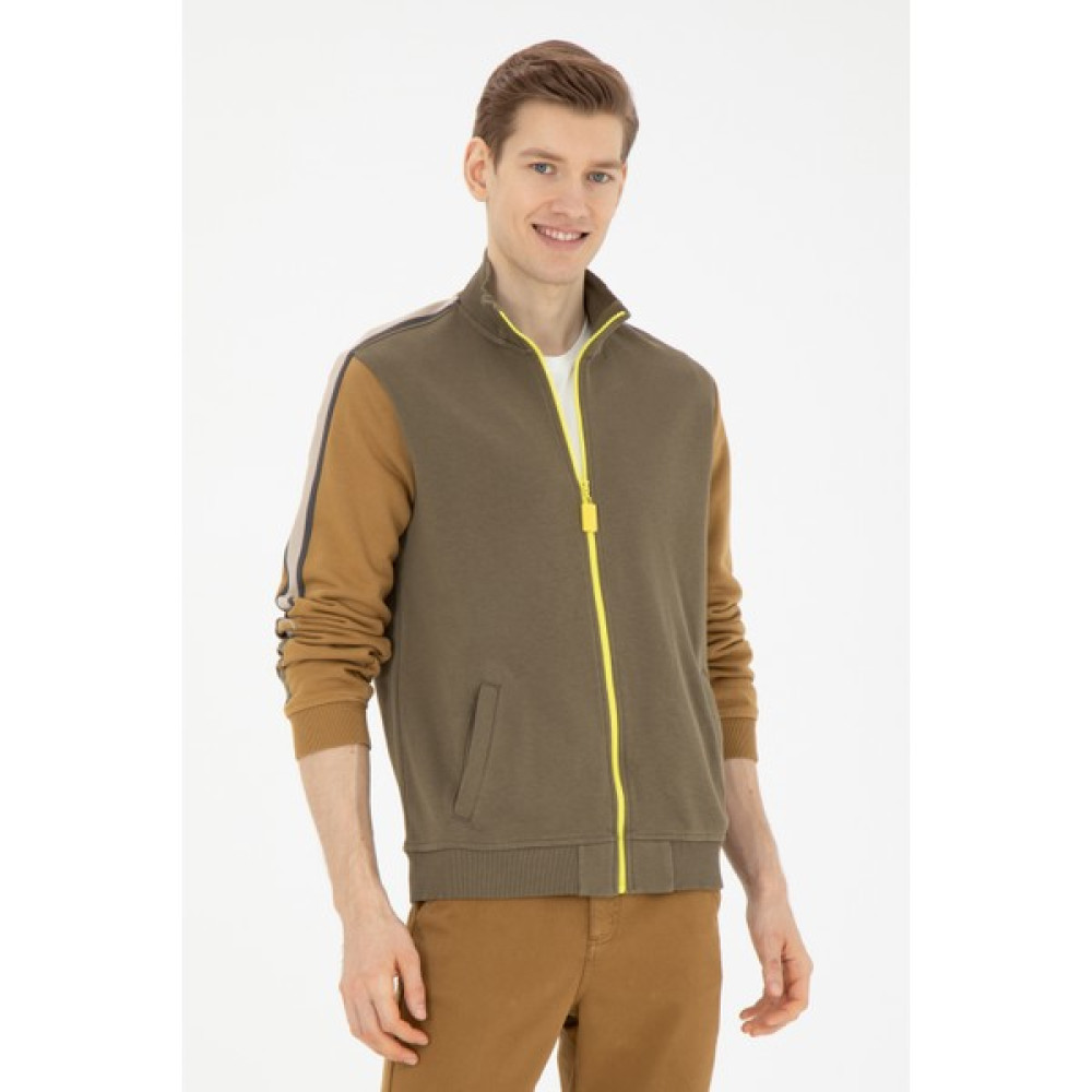 U.S. Polo Assn. Erkek Haki Sweatshirt 50270879-VR027 Erkek Hırkalar Fiyatı