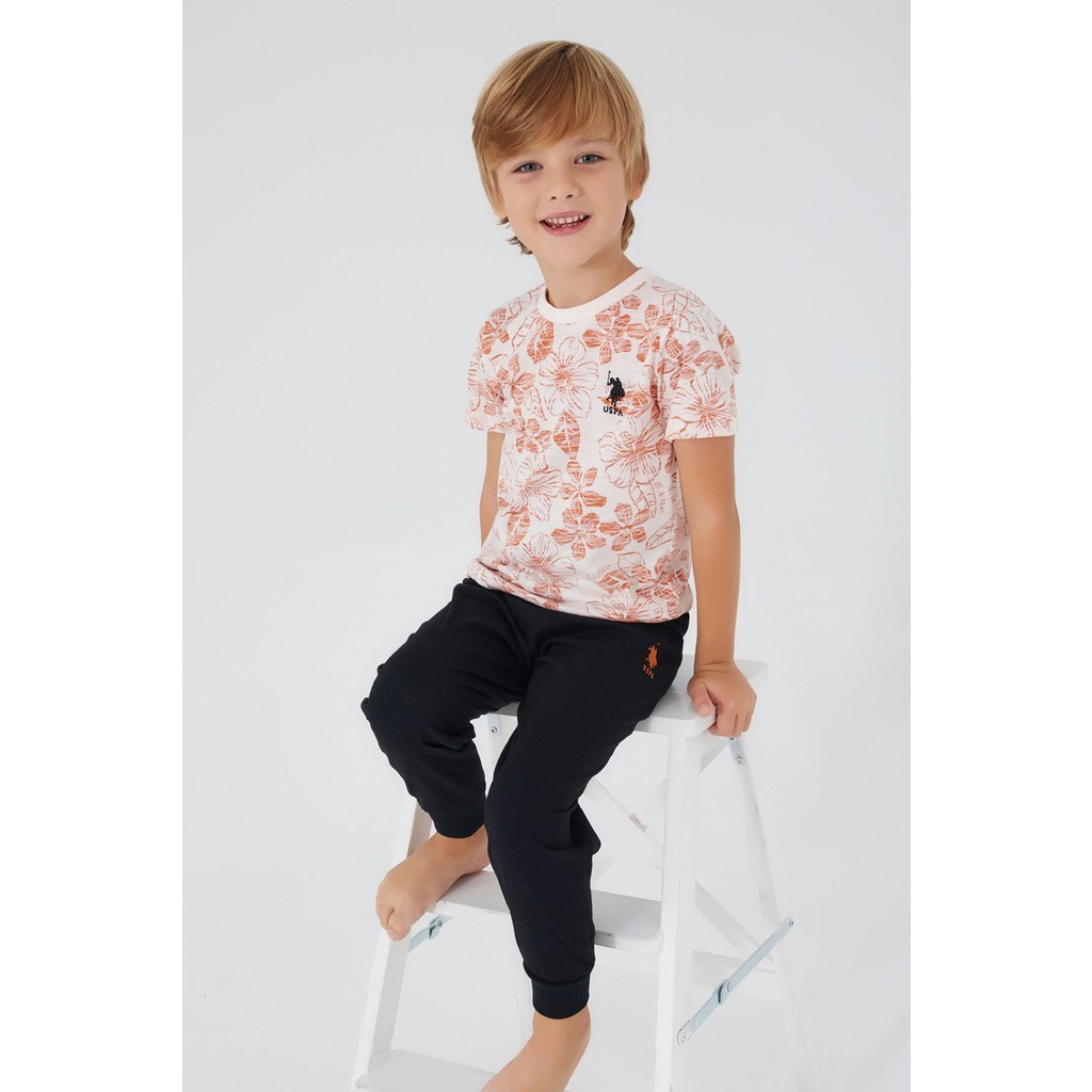 U.S. Polo Assn. Flowered Beyaz Erkek Çocuk Kısa Kol Pijama Takım Erkek Çocuk Pijama Fiyatı