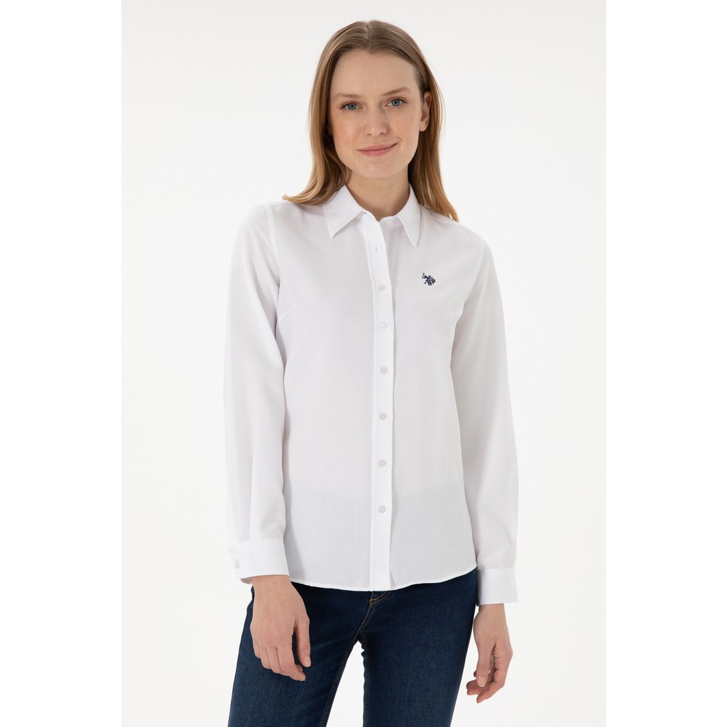 U.S. Polo Assn. Kadın Beyaz Gömlek Basic 50288851-VR013 Kadın Giyim Fiyatı