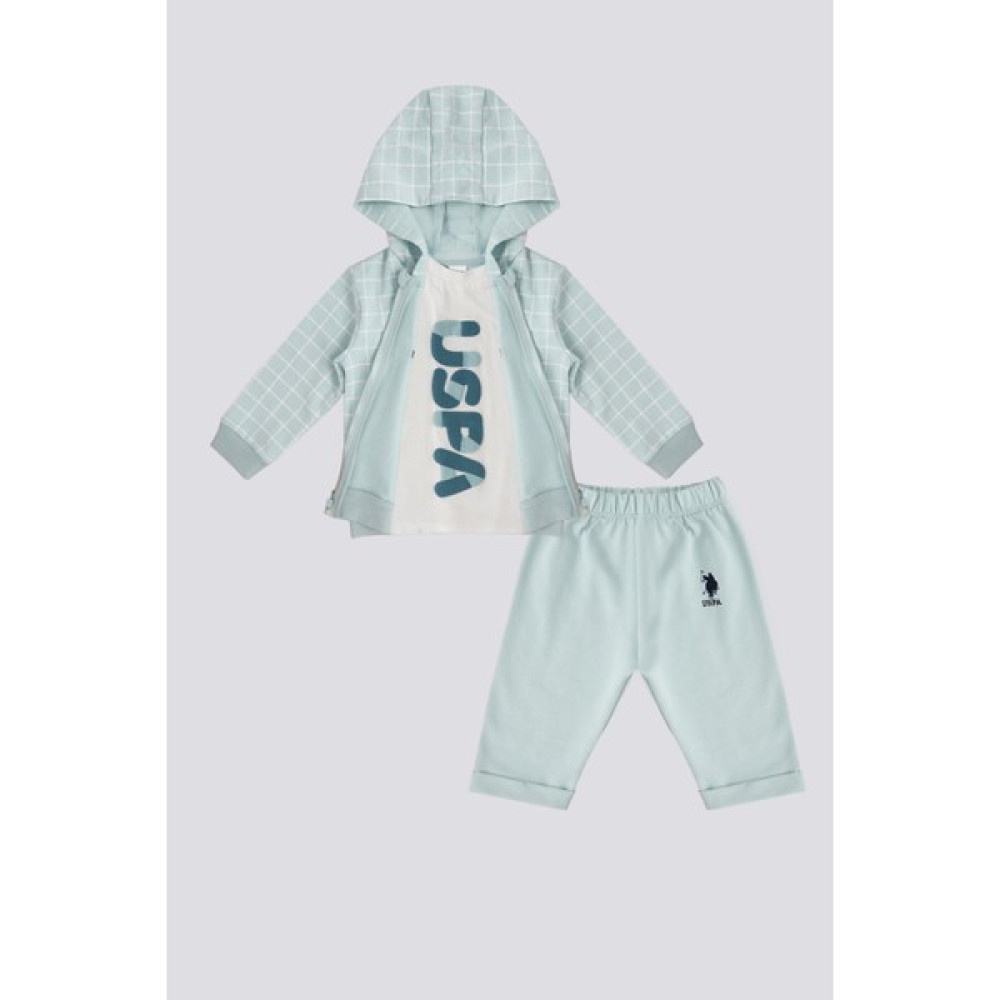 U.s. Polo Assn Lisanslı Colorful Text Yeşil Erkek Bebek Eşofman Takımı Bebek Eşofman Fiyatı